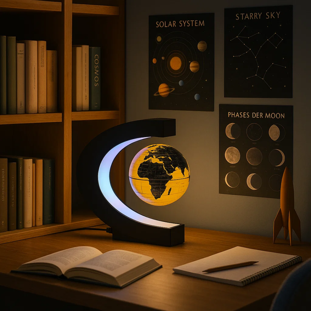 AstroGlobus LED Weltkugel – Schwebende Globenlampe mit magnetischer Aufhängung