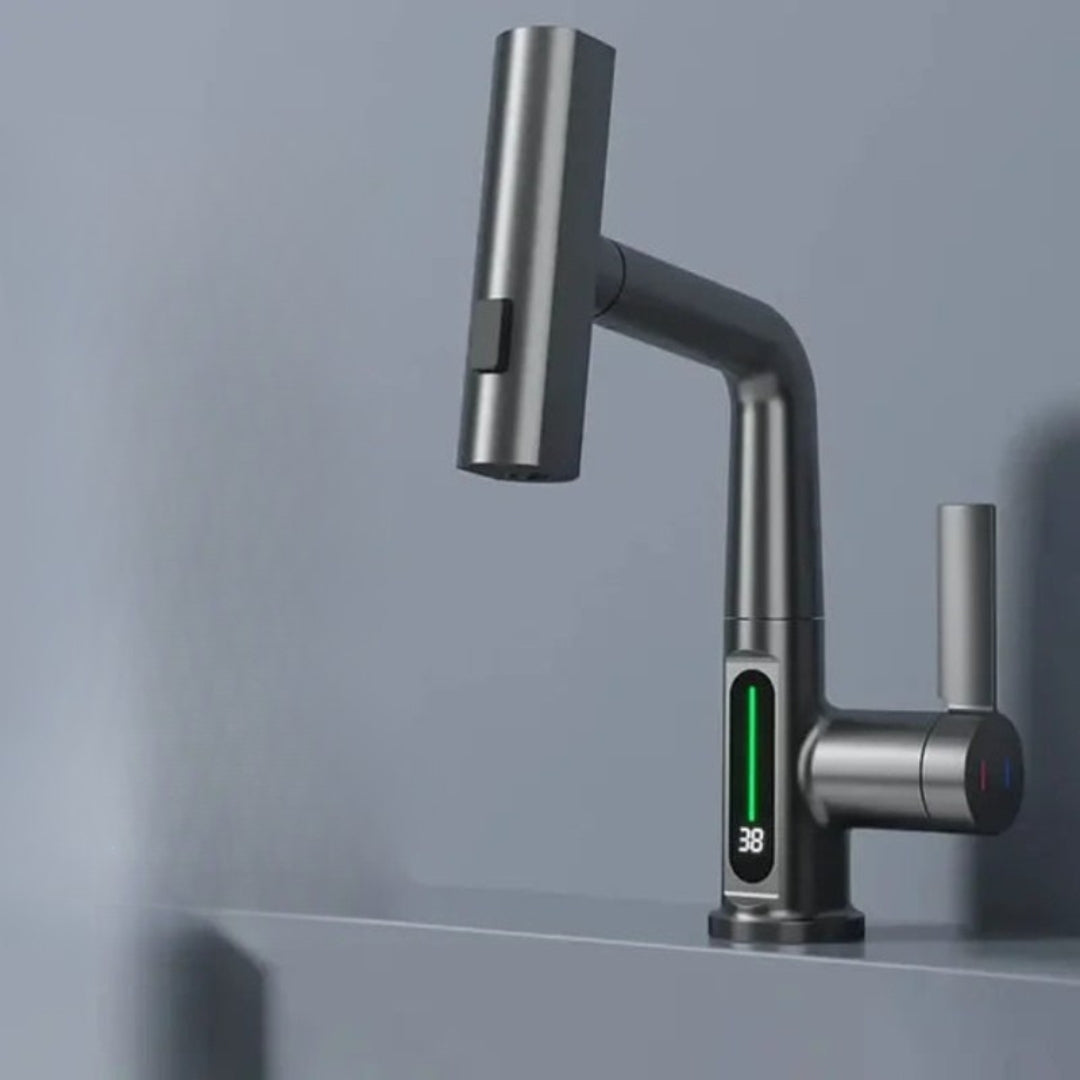 Smart Kitchen Faucet with Temperature Display and Spray Modes