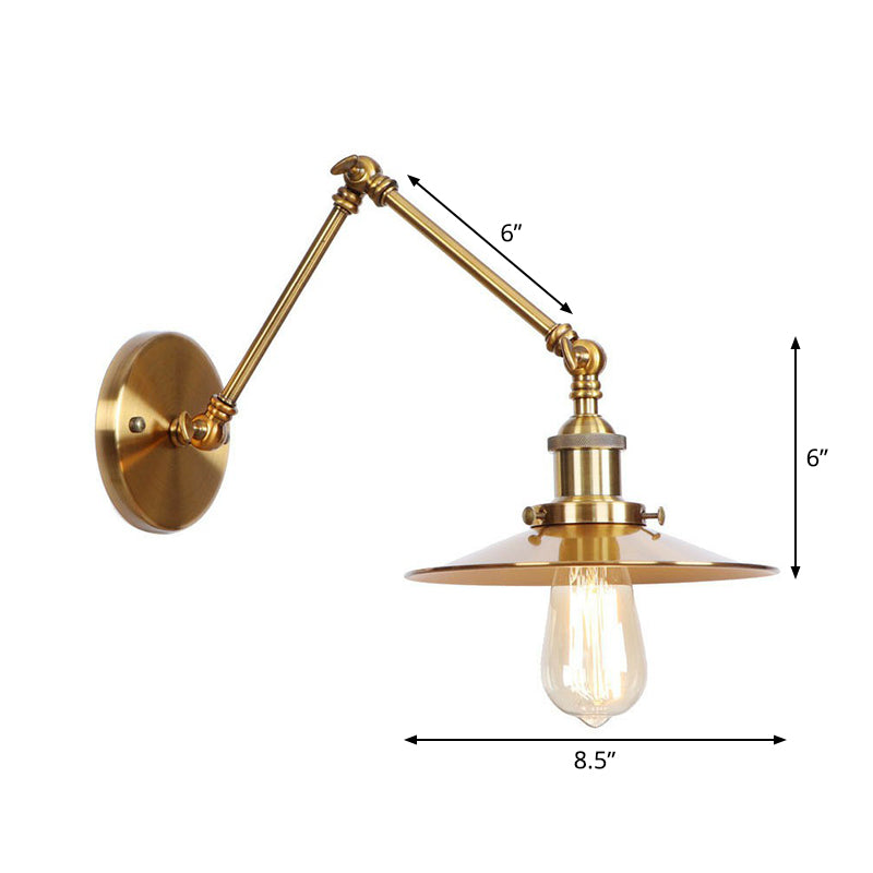 Elegante Wandlampe aus Messing mit Schwenkarme und Schirm