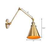 Elegante Wandlampe aus Messing mit Schwenkarme und Schirm