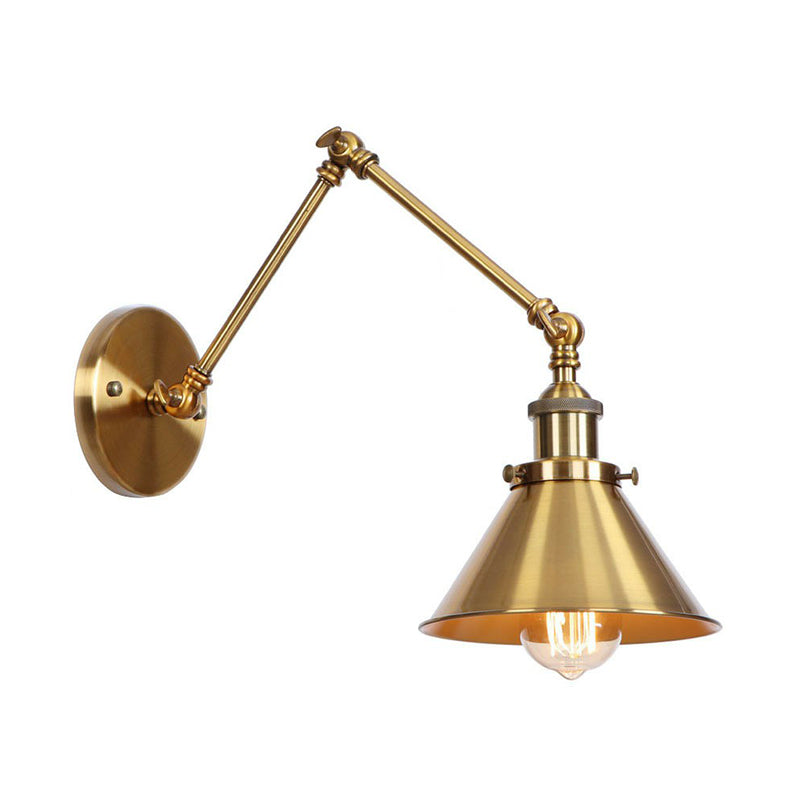 Elegante Wandlampe aus Messing mit Schwenkarme und Schirm