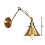 Elegante Wandlampe aus Messing mit Schwenkarme und Schirm