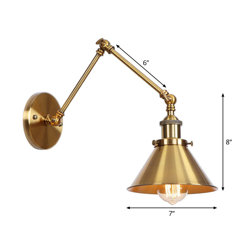 Elegante Wandlampe aus Messing mit Schwenkarme und Schirm
