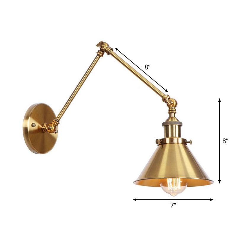 Elegante Wandlampe aus Messing mit Schwenkarme und Schirm