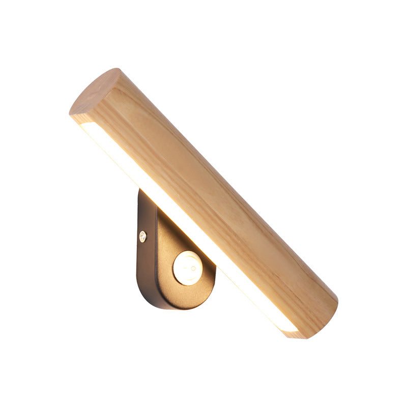 Wandmontierte Holzlampe mit drehbarem Licht - 8,5"/12,5"
