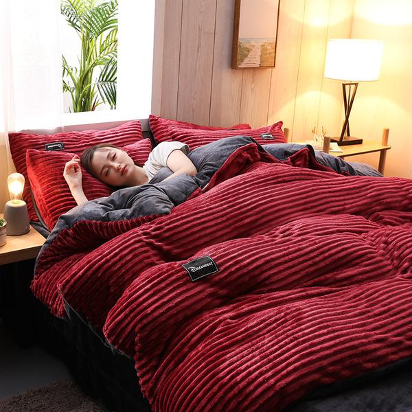 Cozy Corduroy Velour Duvet Cover Set for Winter