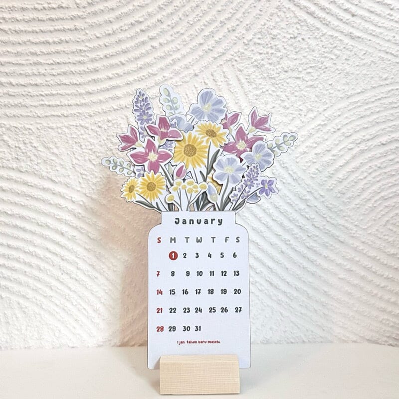 Schreibtischkalender 2024 mit blühenden Blumen