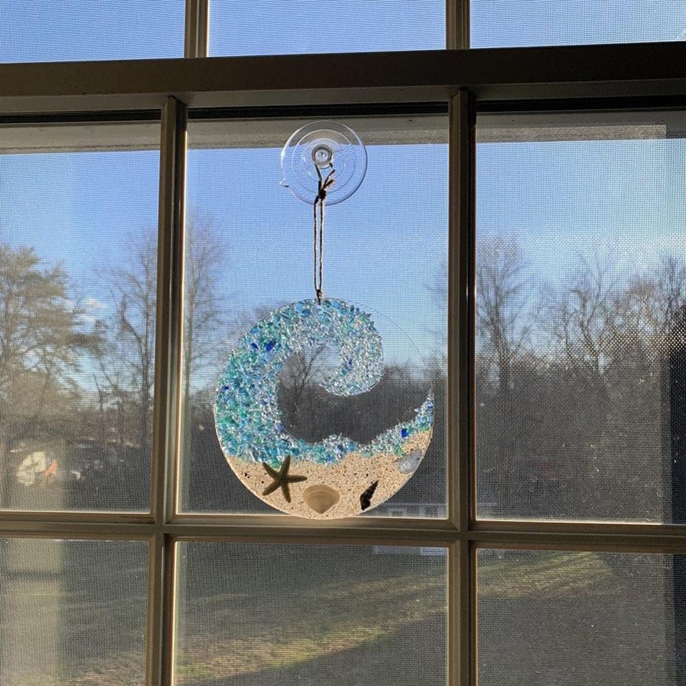 Glitzernde Meereswelle | Handgefertigter Sonnenfänger für Fenster