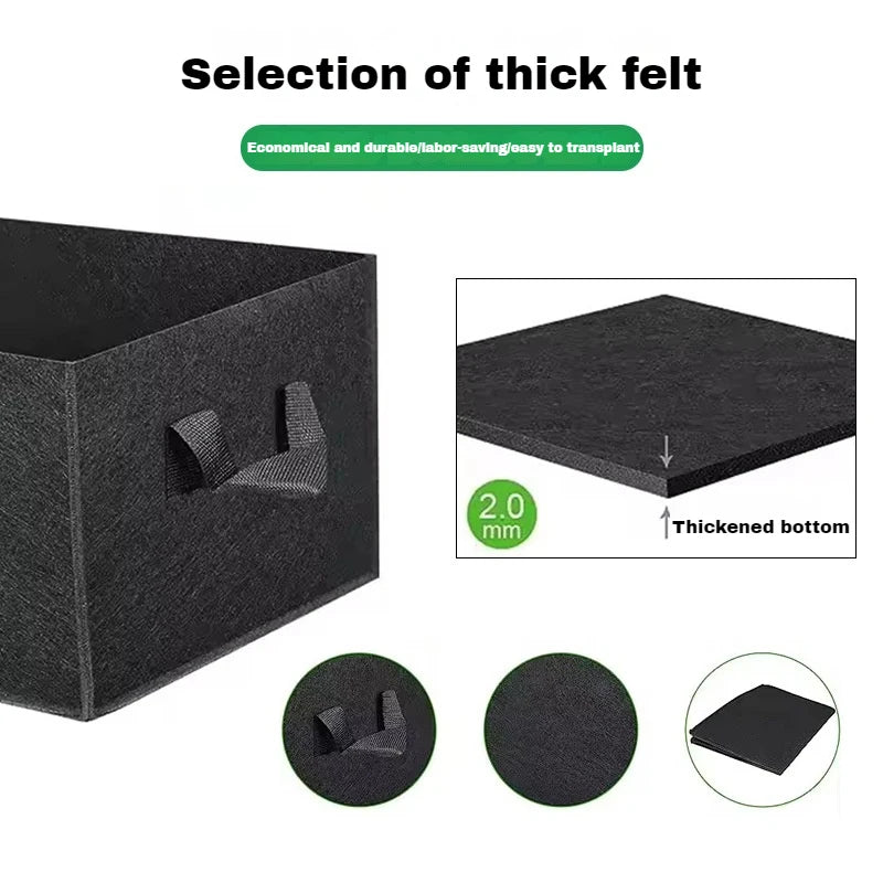 Flexible Felt Plant Pot | Practical Carrying Handles | 6–31 Gallons