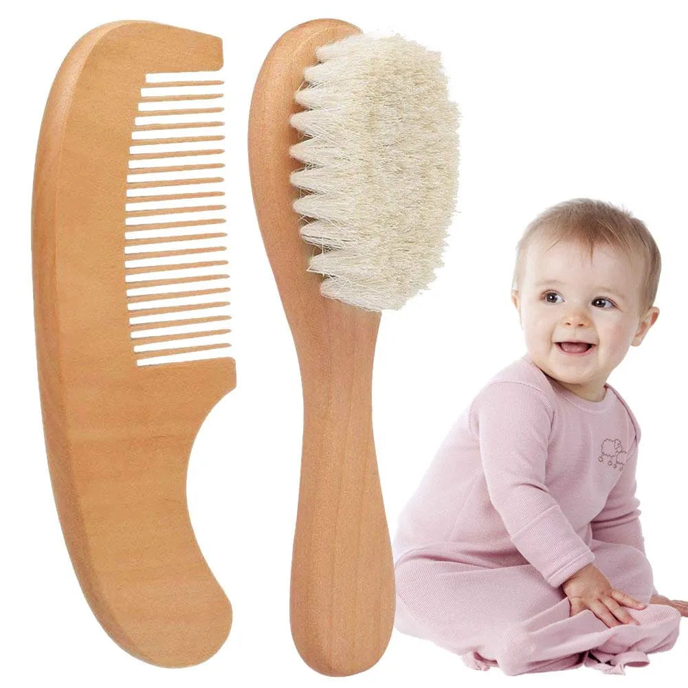 Haarpflege-Set für Babys mit Holz-Bürste und Kamm