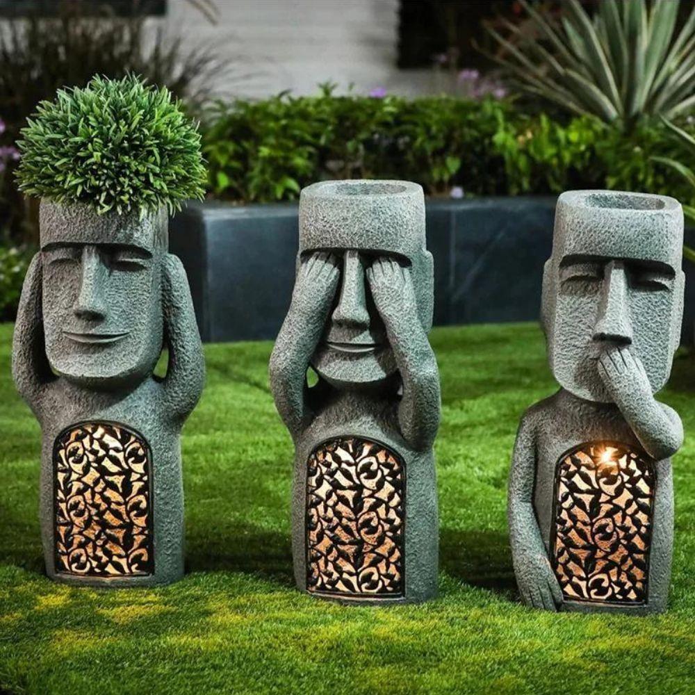 Sunny Blossom Friend | Solar LED Flower Pot with Face Motif