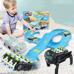Rennstrecke mit Fahrzeugen – Roboterspiel für Kinder