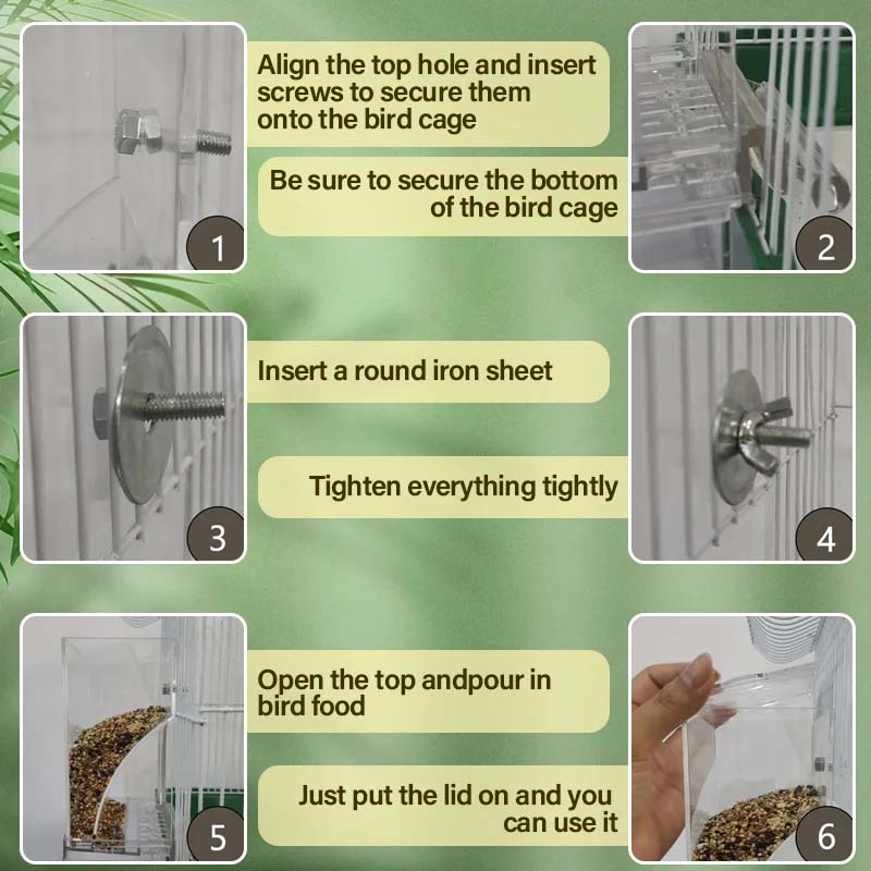 Automatischer Überlaufschutz transparenter Vogelhäuschen