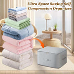 Space-saving, self-compressing storage bag