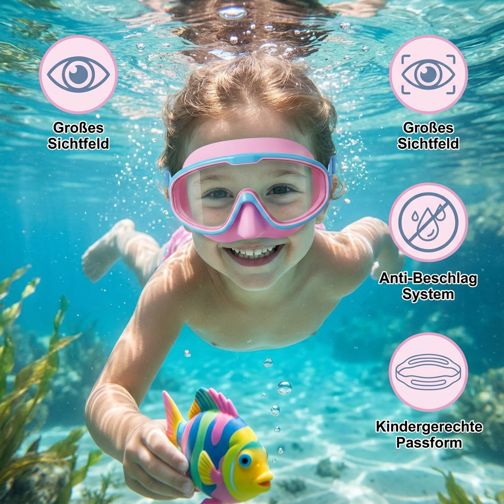 Schwimmbrillen für Kinder mit großem Rahmen und Anti-Beschlag-Technologie