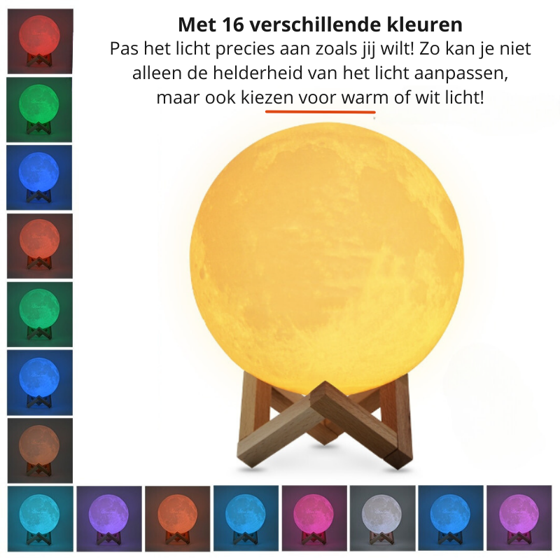 Mondlicht mit Holzfuß – 16 Farben & Dimmfunktion