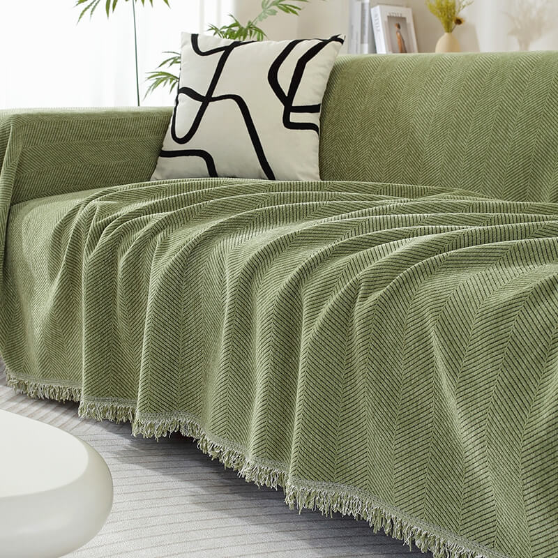 Elegante Chenille-Decke mit Fransen für Ihr Sofa