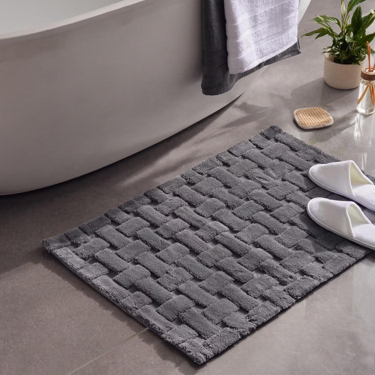 Elegante Badematte, 70x120 cm, Dunkelgrau
