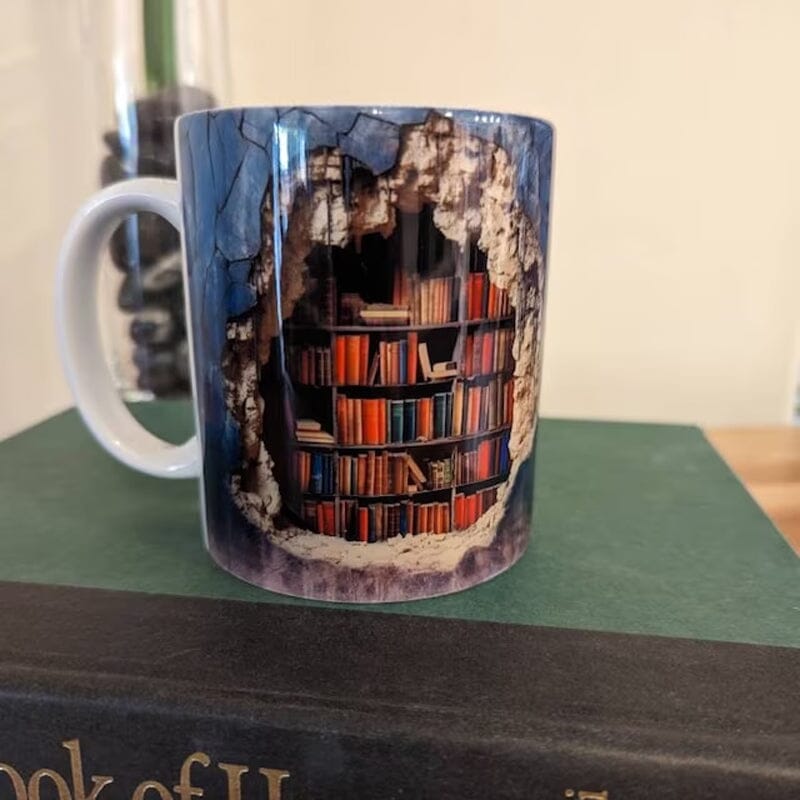 3D Bücherregal Tasse | Bücherfreund