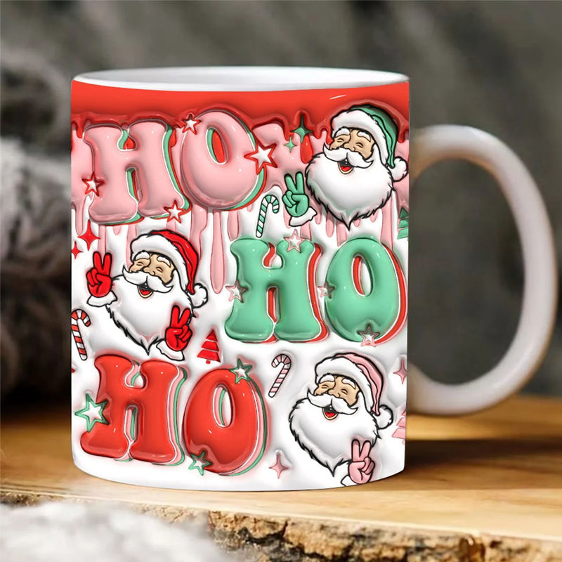 Verspielte 3D Weihnachtskeramik-Tasse für festliche Momente