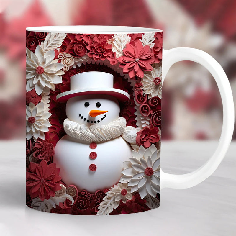 3D Schneemann Keramiktasse - Lustiges Weihnachtsgeschenk