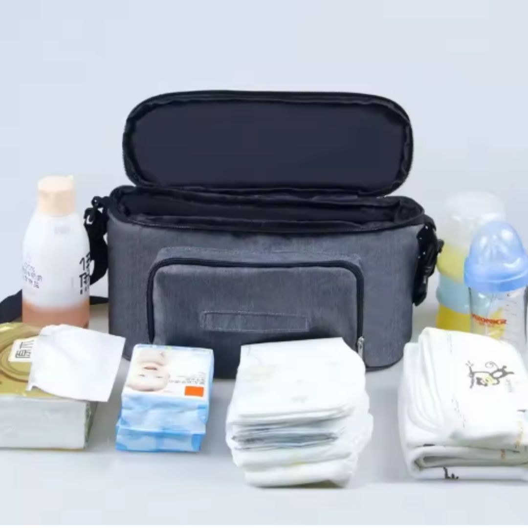 Isolierte Wickeltasche für Kinderwagen mit Feuchttuchspender