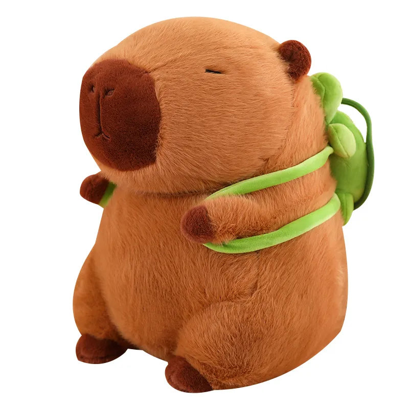Kuschelige Capybara mit hilfreichem Schildkröten-Rucksack