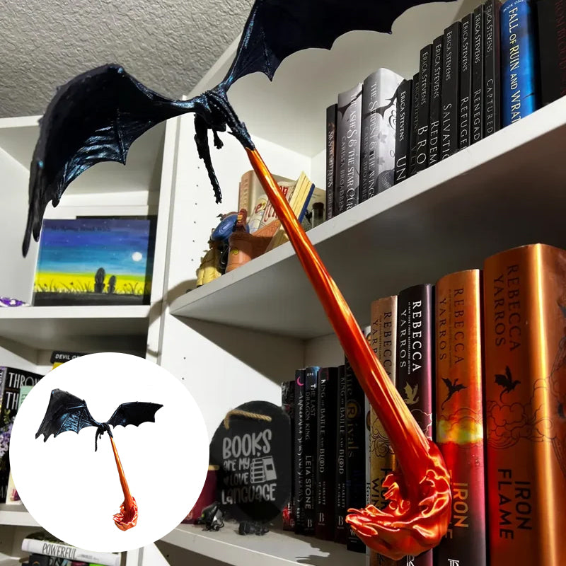 Bücherregal mit Drachenflamme – Dekorative Buchstütze