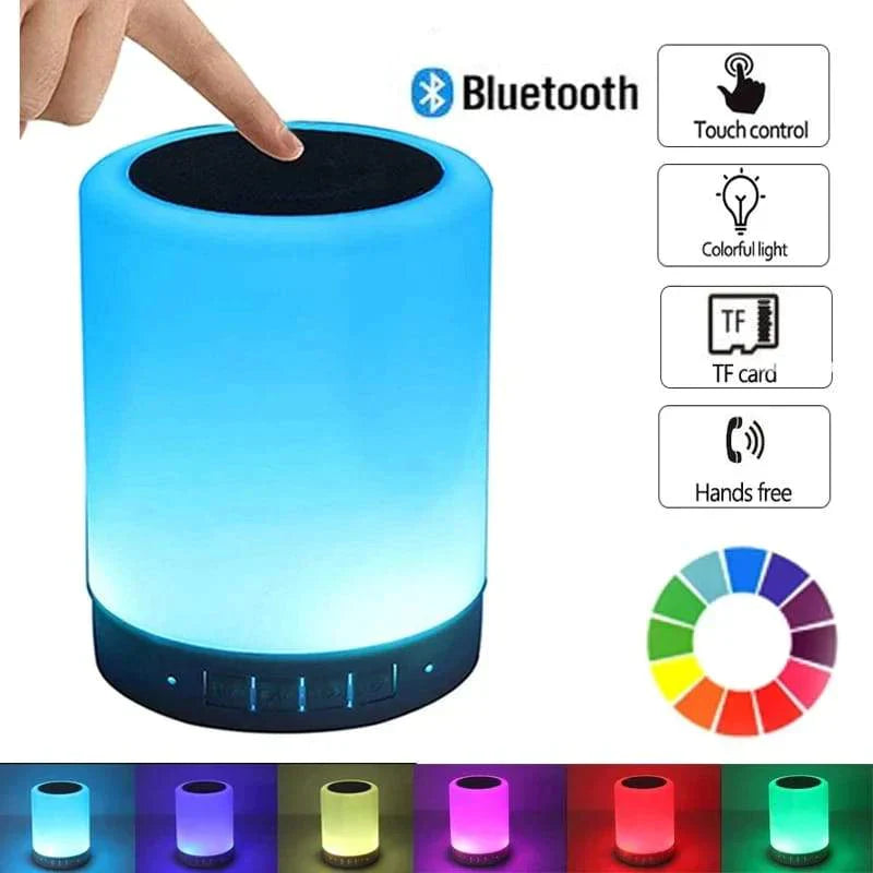 Bunte LED Nachtlampe mit Bluetooth Touchpad und kabellosem Lautsprecher