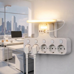 Wandsteckdosenleiste mit USB-Anschlüssen, Handyhalter und Nachtlicht