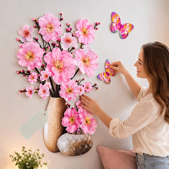 Blumige Wandaufkleber mit Schmetterlingen – Einfache Dekoration