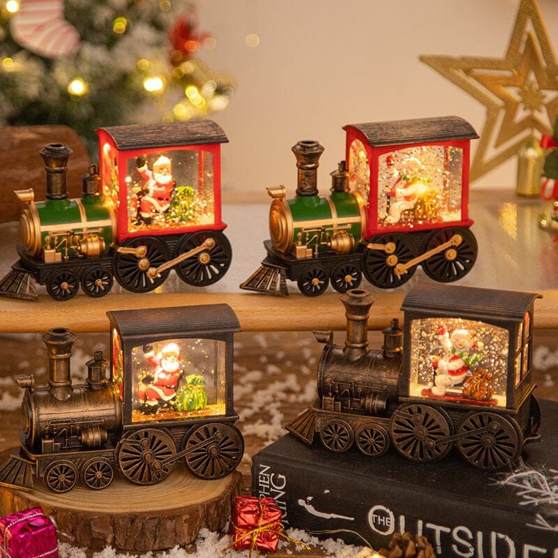 Schwebender Schneezug-Licht mit Kristallen für Weihnachten