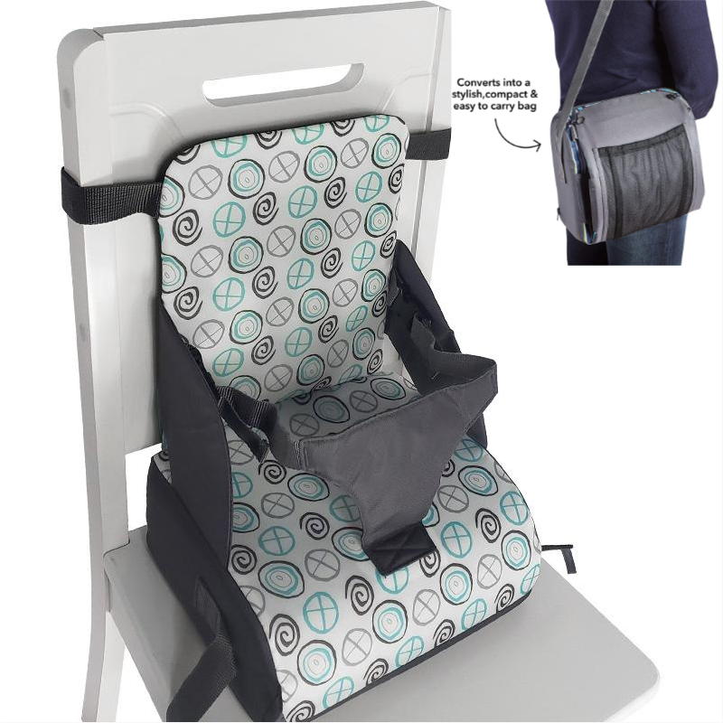 Tragbarer Hochstuhl für Babys – Reise-Sitzerhöher mit Gurt und Tasche