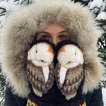 Wollige Nordic-Handschuhe mit Eulenmotiv für Kinder