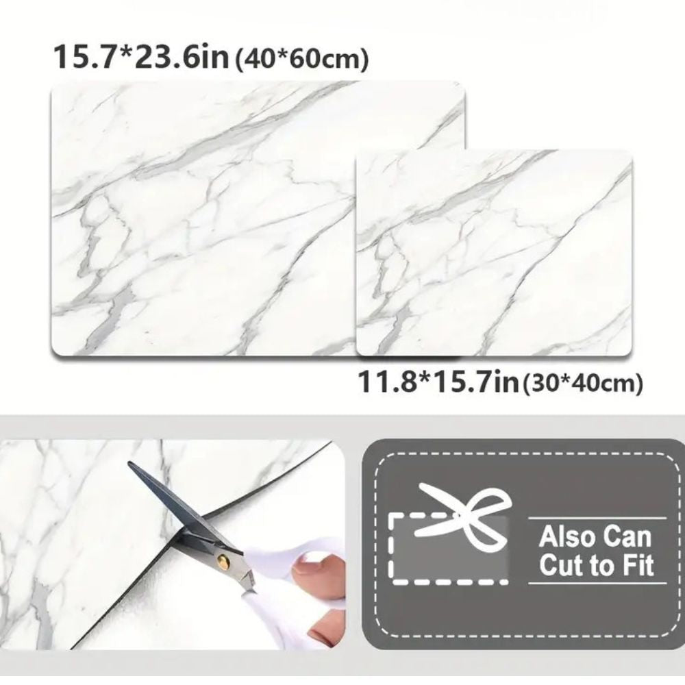 Elegante Geschirr Abtropfmatte mit Marmor-Design