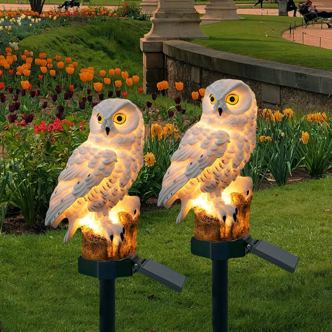 Solarbetriebene Gartenlampen im Eulendesign – Außenbeleuchtung