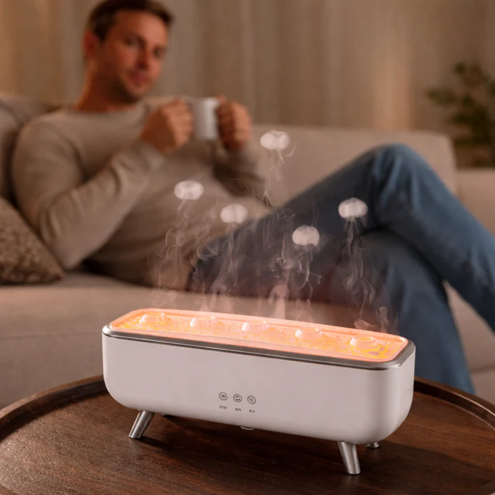 Aromatischer Diffusor mit medusaähnlichem Nebeleffekt und LED-Beleuchtung