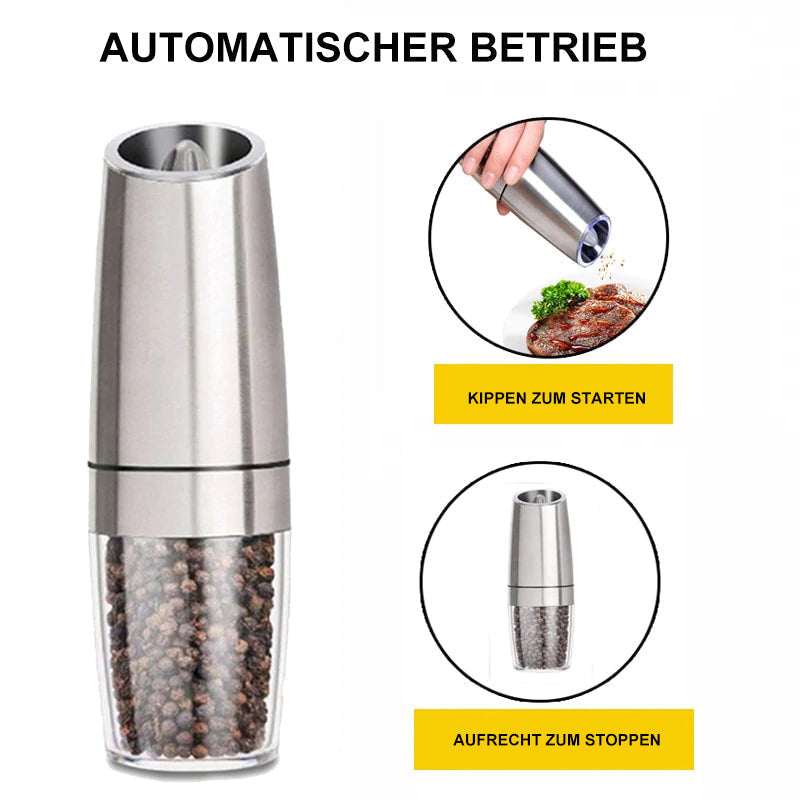 Automatic spice grinder with gravity sensor