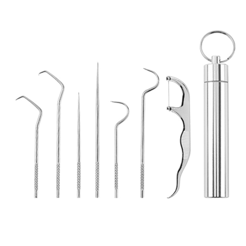 Hochwertiges Edelstahl-Zahnstocher-Set (7 Teile) | Dentisafe