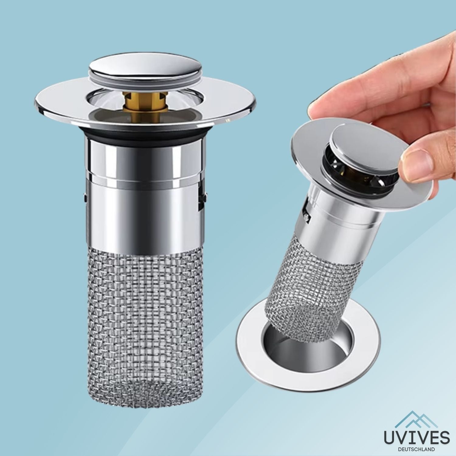 AquaGuard™ Stainless Steel Drain Strainer | 2-in-1 Clog Solution | Rust-Proof & Easy to Clean