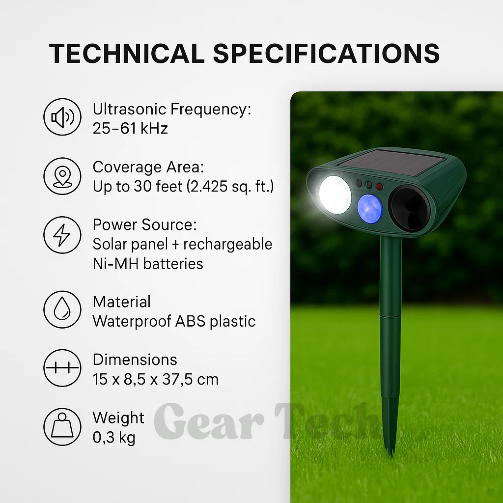 Sonnengestützter Ultraschallkaninchenabwehr mit Blinklicht – Effektiver Schutz für Ihren Garten