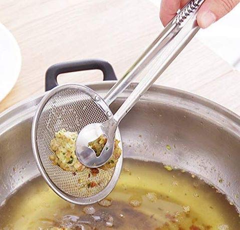 Edelstahl Frittierzange mit Abtropfsieb