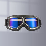 Vintage Motorradschutzbrille mit wechselbaren Gläsern und Komfortpolsterung