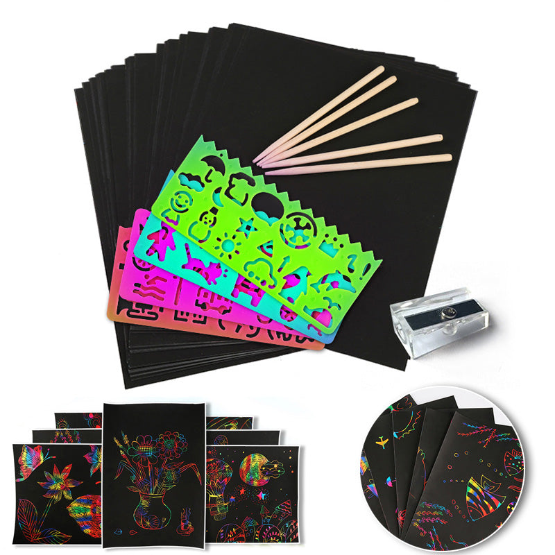 Kratzkarten-Set in bunten Regenbogenfarben