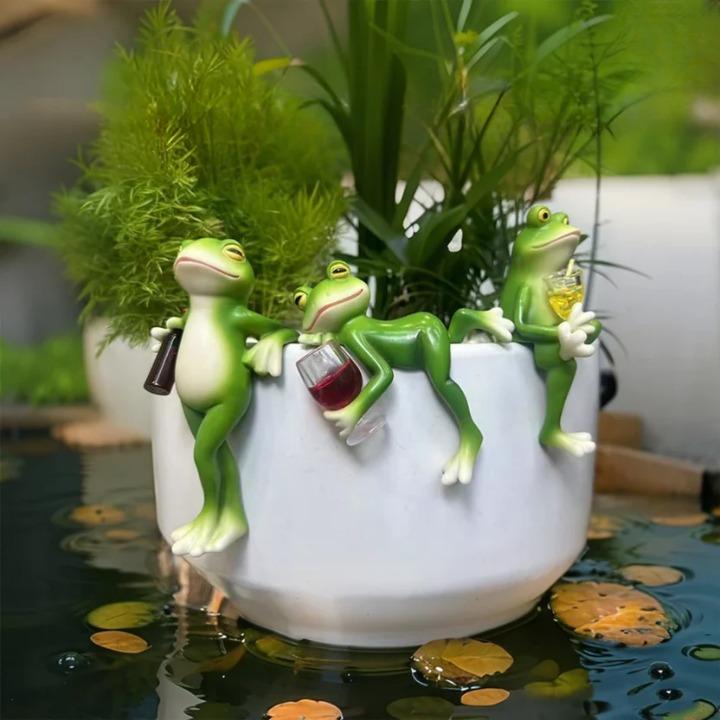 Verspielte Froschfigur für Blumentöpfe und Garten