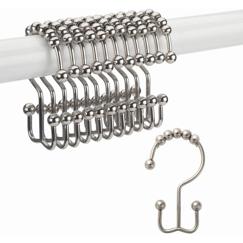 Elegante Duschvorhanghaken aus Edelstahl (12 Stück) | AquaGlide