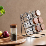 Elegantes 6-teiliges Gewürzglas-Set mit schrägem Ständer