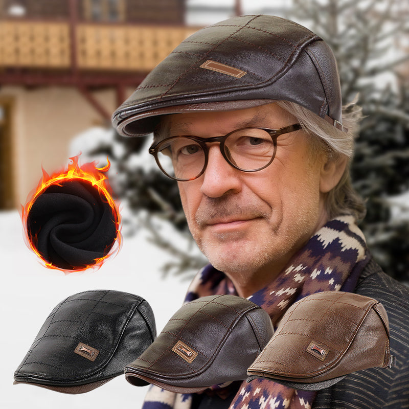 Luxurious Leather Plush Hat | Stylish Warmth for Winter
