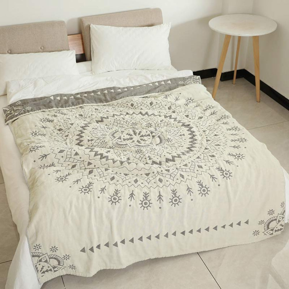Elegante Wendedecke mit Mandala Design aus Baumwolle