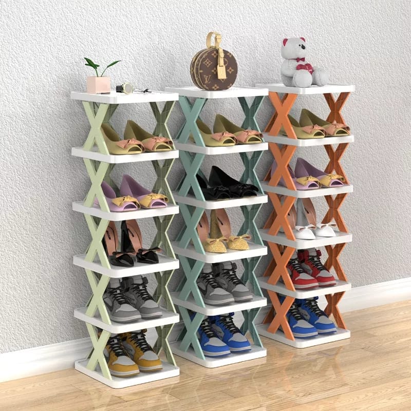Platzsparendes Schuhregal mit 6 Ebenen aus robustem Kunststoff